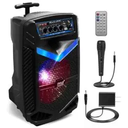 Produktbild: Pyle PA Bluetooth Lautsprecher – Karaoke Maschine mit Karaoke Mikrofon, 400W, Musikbox Bluetooth Box, Partybox, Rechargeable, 8” Subwoofer, 1” Tweeter, Aufnahmefunktion, Partybeleuchtung, USB/SD-Radio