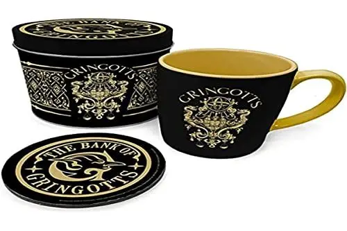 Produktbild: HARRY POTTER Gringotts Bank Geschenkset mit Tasse und Untersetzer in wiederverwendbarer Geschenkdose - Offizielles Lizenzprodukt