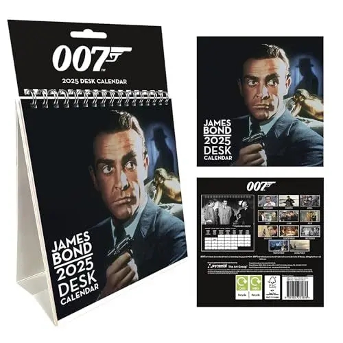 Produktbild: Pyramid – James Bond 2025 Tischkalender, 29,7x42cm, Monatsplaner für Film-Fans im ikonischen Bond-Design, monatsübersicht, nachhaltig nur mit Papierumschlag