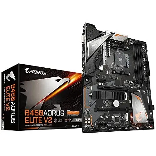 Produktbild: GIGABYTE B450 AORUS Elite V2 Mainboard - Unterstützt AMD Series 5000 CPUs, 8+2 Phases Digital Twin Power Design, up to 3600MHz DDR4 (OC), 2xPCIe 3.0 M.2, GbE LAN, USB 3.1 Gen 1