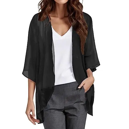 Produktbild: PYUIYY Damen-Cardigan mit Blumendruck, Puffärmeln und Knöpfen, lässige Blusen-Tops Strickjacken Für Männer Cardigan Männer (Black, M)