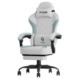 Produktbild: PZDO Bürostuhl ergonomisch, Schreibtischstuhl mit Fußstütze und Technischer Stoff, Ergonomischer Bürostuhl mit Lendenwirbelstütze, Gaming Stuhl Sessel, Office Chair, 150kg, Erwachsene, Grau