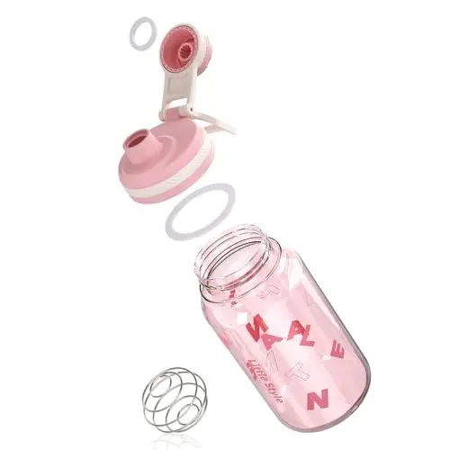 Produktbild: PZMLOASN Protein Shaker für eiweiß- & sportgetränke- für super cremige Fitness Eiweiß Shaker proteinshake 800ml - Langlebiger, Auslaufsicherer, gym shaker BPA-frei (Rosa, 800ML)