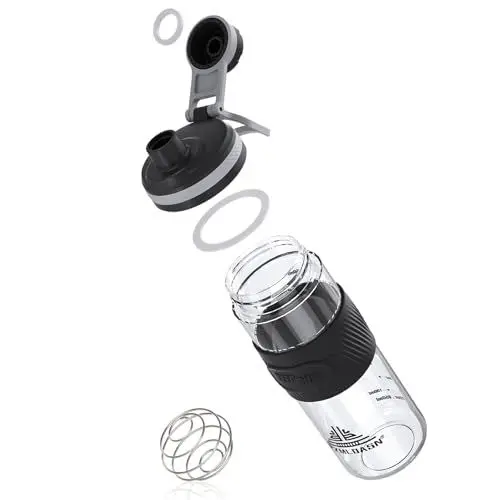 Produktbild: PZMLOASN Protein Shaker für eiweiß- & sportgetränke- für super cremige Fitness Eiweiß Shaker, proteinshake 650ml - Langlebiger, Auslaufsicherer, gym shaker BPA-frei (Schwarz, 650ML)