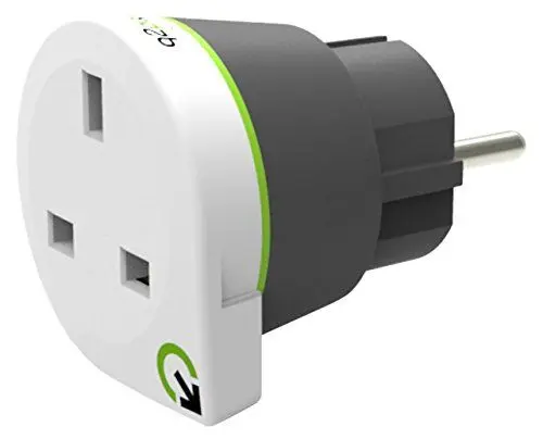 Produktbild: Q2 Power | United Kingdom to Europe | Universal-Reiseadapter mit Erdungsstecker | Kid Safe Stoßschutz | Spannung und Leistung 100V-1000W / 250V-2500W