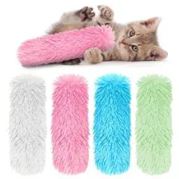 Produktbild: Qaestuan 4 Stück Katzenminzen Spielzeug, Weiches Plüsch Katzenspielzeug, Katzenkissen mit Katzenminze, Interaktives Katzenspielzeug, für ​Katze zu Spielen Beißen Kauen Zahnpflege und Gegen Mundgeruch