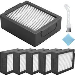 Produktbild: QAQGEAR HEPA Filter Zubehör für iRobot Roomba E I & J Serie i7 i7+/Plus i3 i3+ i4 i6 i6+ i8 i8+ E5 E6 E7 j7 Roboter Staubsauger, Ersatzteile mit Reinigungsbürste, Reinigungslappen (6 Stück)