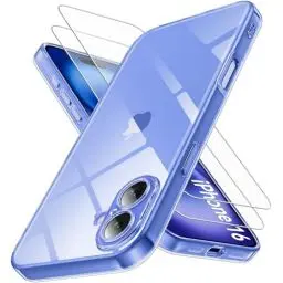 Produktbild: Qasyfanc Kameraschutzhülle Kompatibel mit iPhone 16 Hülle mit 2 Stück Schutzfolie, Dünne Transparent Handyhülle iPhone 16 Case Weiche Silikon Anti-Gelb Schutzhülle, Durchsichtig