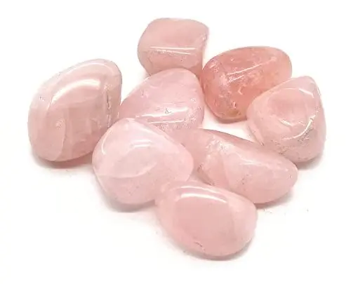 Produktbild: QAT 8 x Rosenquarz, handverlesene und geschliffene rosa Edelsteine aus Madagaskar 20-40 mm, Naturkristalle für DIY Deko Chakra Schmuck