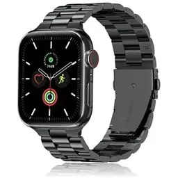 Produktbild: QAZNZ Metall Kompatibel mit Apple Watch Armband 46mm 45mm 44mm 49mm 42mm(Series 3 2 1), Herren Edelstahl iWatch Bands für Apple Watch Ultra 2/Ultra SE, iwatch Series 10 9 8 7 6 5 4 3 2 1(Schwarz)