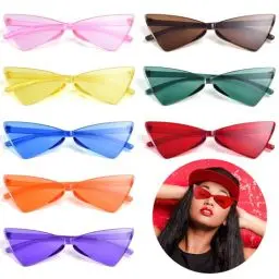Produktbild: QBilooty 8 Paar Party Brillen Set Dreieckige Party Sonnenbrille Hippie Partybrille Vintage für Männer Frauen Fasching Geburtstage Festivals Crossdressing Cosplay Kostümzubehör Halloween