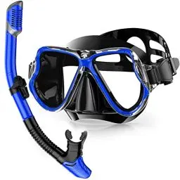 Produktbild: QcoQce Schnorchelset Erwachsene, Anti-Leck Anti-Fog und Panorama-Weitblick Tauchmaske,Professionelle Schnorchelmaske mit Weichen Mundstück und Dry Schnorchel, Schnorchel Set für Erwachsene