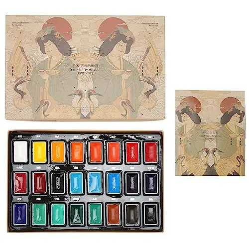 Produktbild: 24 Farben Aquarellfarben, Tragbare Aquarellfarbe, Hohe Haltbarkeit, Aquarell-Kunstfarben, Chinesischer Typ, Aquarell-Kunstzubehör, Einfach zu Verwenden für Künstler, Anfänger