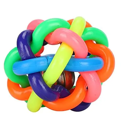 Produktbild: Qcwwy Bunter Glockenball, Haustier-Stimmspielzeug Hund Bunte Weiche Glocke Kauspielzeug Kleines Hundespielzeug Quietschenspielzeug(7.5cm)