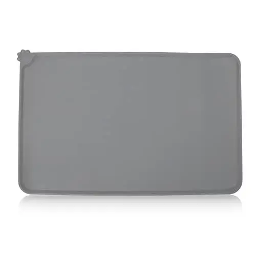 Produktbild: Qcwwy Haustierfutter-Matte Fütterungsmatte Futterpad Wasserkissen Silikon-Tierfutter-Matten Tablett für Kleine Große Haustierfutter-Matte(Grau)