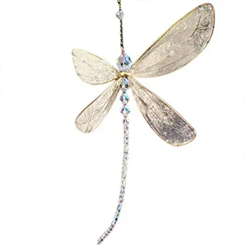 Produktbild: Qcwwy Libelle Kristall Sonnenfänger, Libellen-Sonnenfänger für Fenster, Zum Aufhängen, Regenbogen-Maker für Fenster, Weihnachtsbaum-Dekoration, Geschenke Kristall-Sonnenfänger-Prisma (White)