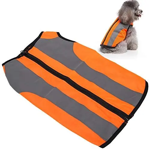 Produktbild: Qcwwy Reflektierende Weste für Hunde, Warnweste für Hunde, Sicherheitskleidung, Leuchtende Jacke, Leichte Haustier-Nachtsicherheitskleidung, Reflektierende Weste mit(L-Fluoreszierendes Orange)