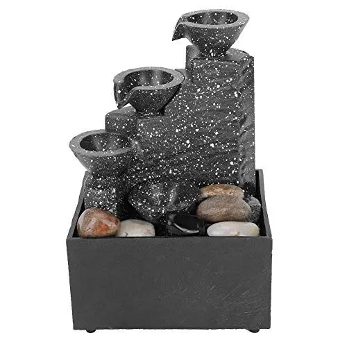 Produktbild: Cocoarm Zimmerbrunnen mit LED-Beleuchtung Tischbrunnen Tischplatte Wasserfall Brunnen USB Wasserbrunnen für Indoor Home Office Decor