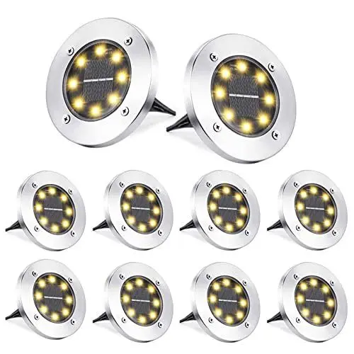 Produktbild: Qedertek Solar Bodenleuchten Aussen Garten - 8 Stück 8 LED Solarleuchten Außenleuchte Warmweiß, Led Solar Gartenleuchten Wasserdicht Solarlampen für Garten, Rasen, Gehweg, Patio, Auffahrt
