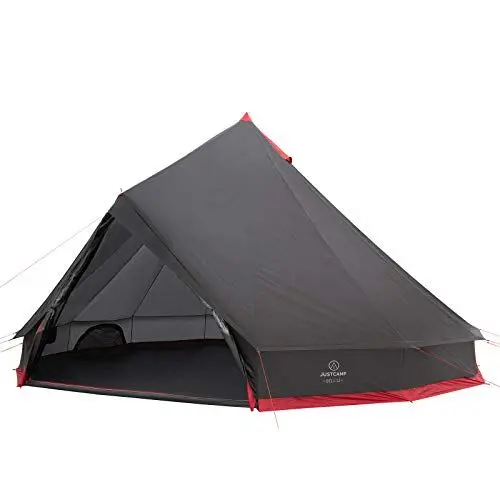 Produktbild: JUSTCAMP Bell 12 Tipi Zelt für Gruppen, Familien oder Camping bis zu 12 Personen, Grau