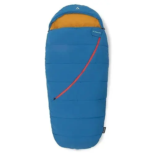 Produktbild: qeedo Buddy Junior Camping Kinderschlafsack - Mumienschlafsack für Frühjahr, Sommer & Herbst - weicher Outdoor-Schlafsack in Eiform für Jungs & Mädchen, 165x80 cm (LxB), mit komprimiertem Packsack