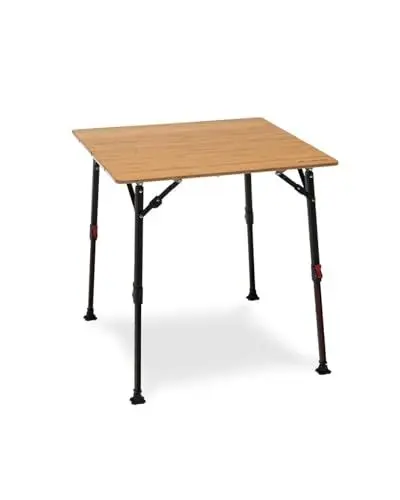 Produktbild: qeedo Quick Kimmy S 70x70 cm Campingtisch quadratisch mit Bambus-Tischplatte, klappbar, höhenverstellbar