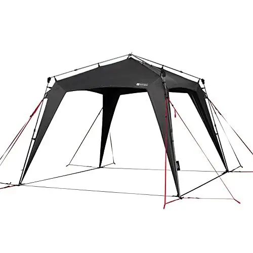 Produktbild: qeedo Quick Space Camping Pavillon (3x3m) mit UV-Schutz (UV80) & Dark-Coating - windstabil, schneller Aufbau, 8 Personen - grau