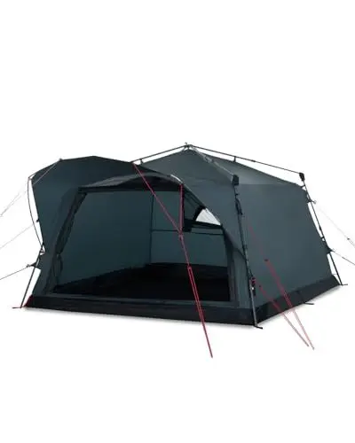 Produktbild: qeedo Quick Villa M, 4 Personen Familienzelt mit Quick-Up Schnellaufbau-System - Wasserdichtes Campingzelt, extra groß, hoch & geräumig, mit Vordach, Eingang & Fenster mit Moskitonetz & Mesh-Belüftung