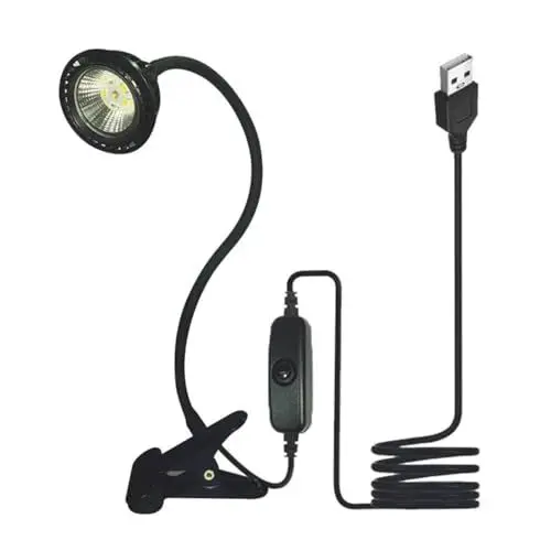 Produktbild: QeeHeng Schildkröte Wärmelampe, UVA UVB Basking Licht für Reptilien Leuchte,360°drehbare Wärmelampe Metallhalter für Schildkröte Aquarium Tank Heizlampen,Kommen Sie mit USB Upgrade Stecker