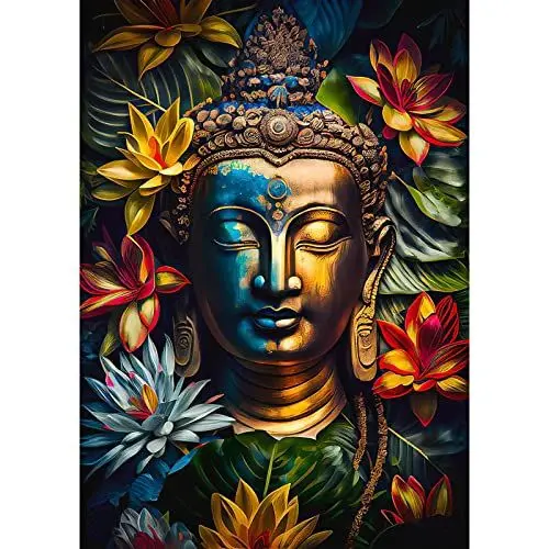 Produktbild: QENSPE 5D Diamond Painting Erwachsene Buddha Statue Diamant Painting Bilder Blume Diamond Art Full DIY Diamant Kunst Malerei Stickerei Set Kreuzstich Bilder Home Wand Dekor 30x40cm Bunt