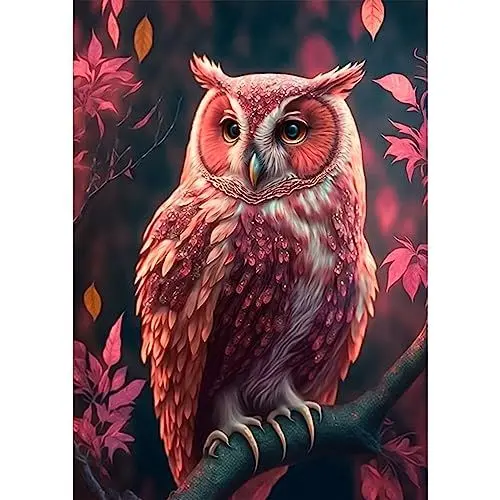 Produktbild: QENSPE 5D Diamond Painting Erwachsene, Eule Diamant Painting Bilder Rote Eule Diamond Art Full DIY Diamant Kunst Malerei Stickerei Set Kreuzstich Bilder Home Wand Dekor 30x40cm