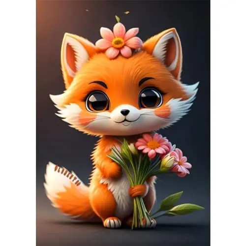 Produktbild: QENSPE 5D Diamond Painting Fuchs Diamant Painting Bilder Blume Fuchs Diamond Art Erwachsene Full DIY Diamant Kunst Malerei Stickerei Set Kreuzstich Bilder Home Wand Dekor 30x40cm