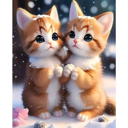 Produktbild: QENSPE 5D Diamond Painting Katzen Diamond Art Erwachsene, Full Diamant Painting Katze Bilder Anfänger Kinder, DIY Diamant Kunst Malerei Stickerei Kreuzstich Set Home Wand Dekor 30x40cm