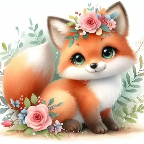 Produktbild: QENSPE 5D Diamond Painting Kit, Fuchs Diamant Kunst Set Komplett für Erwachsene, DIY Diamant Malerei Cartoon Tier Set Anfänger Kristall Stickerei Set, Heim Wand Dekor Geschenk, 30x30 cm
