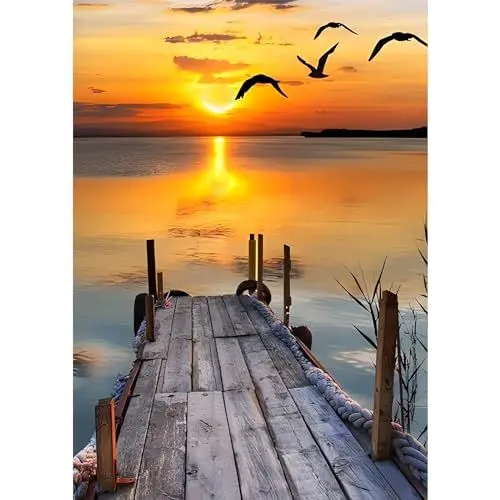Produktbild: QENSPE Diamond Painting Kit Sonnenuntergang Diamant Painting Bilder Erwachsene, 5D DIY Full Diamond Art Set Landschaft Diamant Kunst Malerei Stickerei Kreuzstich Set Home Wand Dekor 30x40cm