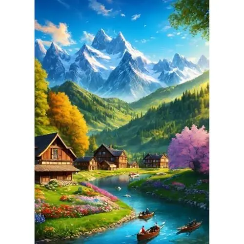 Produktbild: QENSPE Diamond Painting Natur Landschaft 5D Diamant Komplett, Berge Diamant Painting Set für Erwachsene, Landschaft Diamond Art Malerei DIY Diamant Kunst Handwerk für Anfänger Wand Dekor 30x40 cm