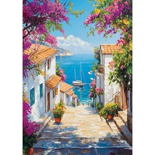 Produktbild: QENSPE Haus am Meer Diamond Painting Komplett, 5D Diamond Painting Set für Erwachsene, Landschaft Diamond Art Malerei DIY Diamant Kunst Handwerk für Anfänger Wand Dekor 30x40 cm