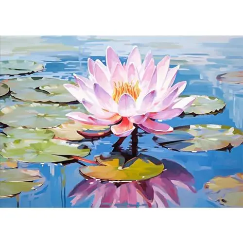 Produktbild: QENSPE Lotus Diamant Painting Bilder Kinder,5D Buddha Diamond Painting Set für Erwachsene,DIY Diamant Kunst Strass Bilder Kits,Runde Steine Diamant Painting Zuhause Dekor 30x40cm