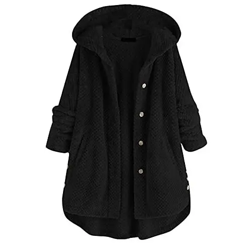 Produktbild: QHDDP Sexy KostüMe Blazer Lange Steppweste Damen Schwarz Herbstjacke Fleece Jacke Damen Fleece Weste Teddyfell Mantel Laufjacke Winter Stoffweste Damen Windbreaker Damen（1-Schwarz,S）