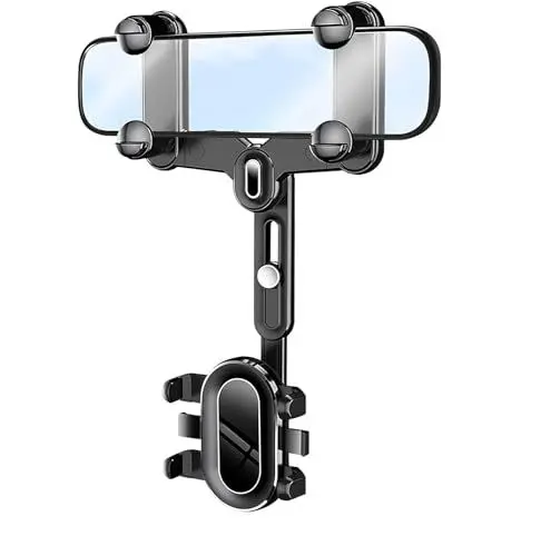 Produktbild: QHFlashbuy Handyhalterung Auto Rückspiegel,360° Grad Drehbarer Universelle Fahrzeug Handyhalterung,Multifunktionaler Einziehbar Handy KFZ Halterungen für Alle Handys