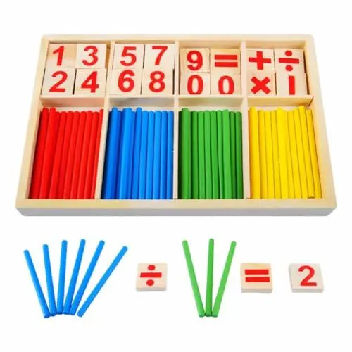 Produktbild: QHFlashbuy Montessori Mathe Spielzeug,Zählrahmen Holz Mathematisches Spielzeug,Mathe Spielzeug Rechenstäbchen,Mathe-Spielzeug für Kinder,Rechnen Spielzeug,Mathe Spiel