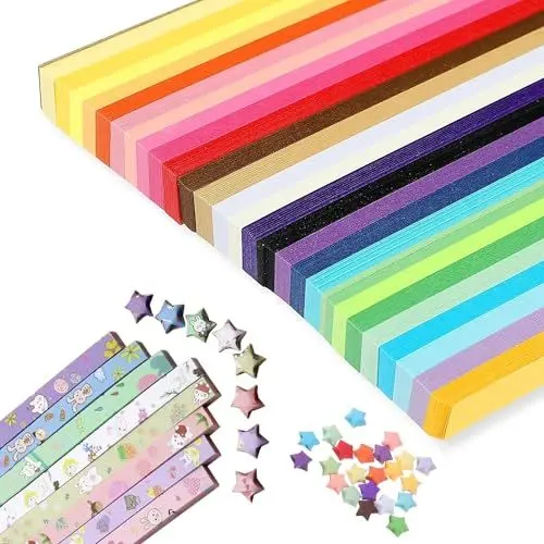 Produktbild: QHFlashbuy Origami Sterne Papier,1540 Stück Streifen Origami Sterne Papierstreifen Package,Glücksstern Papierstreifen Origami für DIY-Handarbeiten,Basteln Dekoration