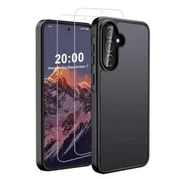 Produktbild: QHOHQ Hülle für Samsung Galaxy A56 5G / A36 5G mit 2 Stück Panzer Glas, (Militärstandard Schutz) Handyhülle, Transluzente Matt Rückseite Schutzhülle Case, Anti-Fingerabdruck, Kratzfest - Schwarz