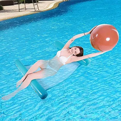 Produktbild: QHYK Wasserhängematte Luftmatratze Pool, Aufblasbares Schwimmbett, 4-in-1 Loungesessel Pool, Wasser Hängematte Luftmatratze Pool Float für Erwachsene und Kinder(Blue)