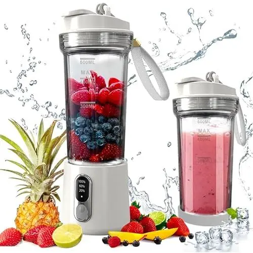 Produktbild: QIANCHEN® Blender Smoothie Maker, USB Standmixer,Mini Portable Blender, Portable Blender, Smoothie Maker to Go, Stand Mixer 500 ml, BPA-Free, Leistungsanzeige & Skalierungstabelle