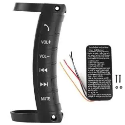 Produktbild: Qiilu Lenkradfernbedienung, multifunktional, Universal, tragbar, kabellos, Bluetooth, Auto, Telefonanrufe, Musiksteuerung, Navigation, DVD-Steuerung, Doppel-DIN, Schwarz