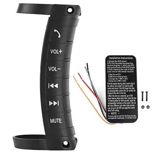 Produktbild: Qiilu Lenkradfernbedienung, multifunktional, Universal, tragbar, kabellos, Bluetooth, Auto, Telefonanrufe, Musiksteuerung, Navigation, DVD-Steuerung, Doppel-DIN, Schwarz