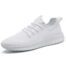 Produktbild: QIJGS Laufschuhe Herren Sneaker Running Turnschuhe Sportschuhe Wanderschuhe Tennisschuhe Weiß Walking Schuhe Straßenlaufschuhe Athletic Leicht Fitnesss Jogging Slip on Weiss Fashion 43
