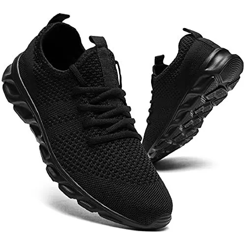 Produktbild: QIJGS Sneaker Damen Laufschuhe Freizeitschuhe Sportschuhe Turnschuhe Fitness Straßenlaufschuhe Trainer Outdoor Sneakers Tennis Gym Walkingschuhe Jogging Schuhe Schwarz 38