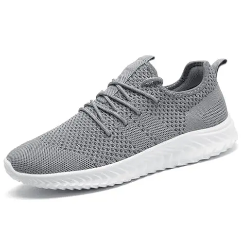 Produktbild: QIJGS Sneaker Herren Running Sportschuhe Laufschuhe Turnschuhe Schuhe Straßenlaufschuhe Wanderschuhe Grau Tennisschuhe Athletic Leicht Fitnesss Jogging Slip on Walking Fashion 43